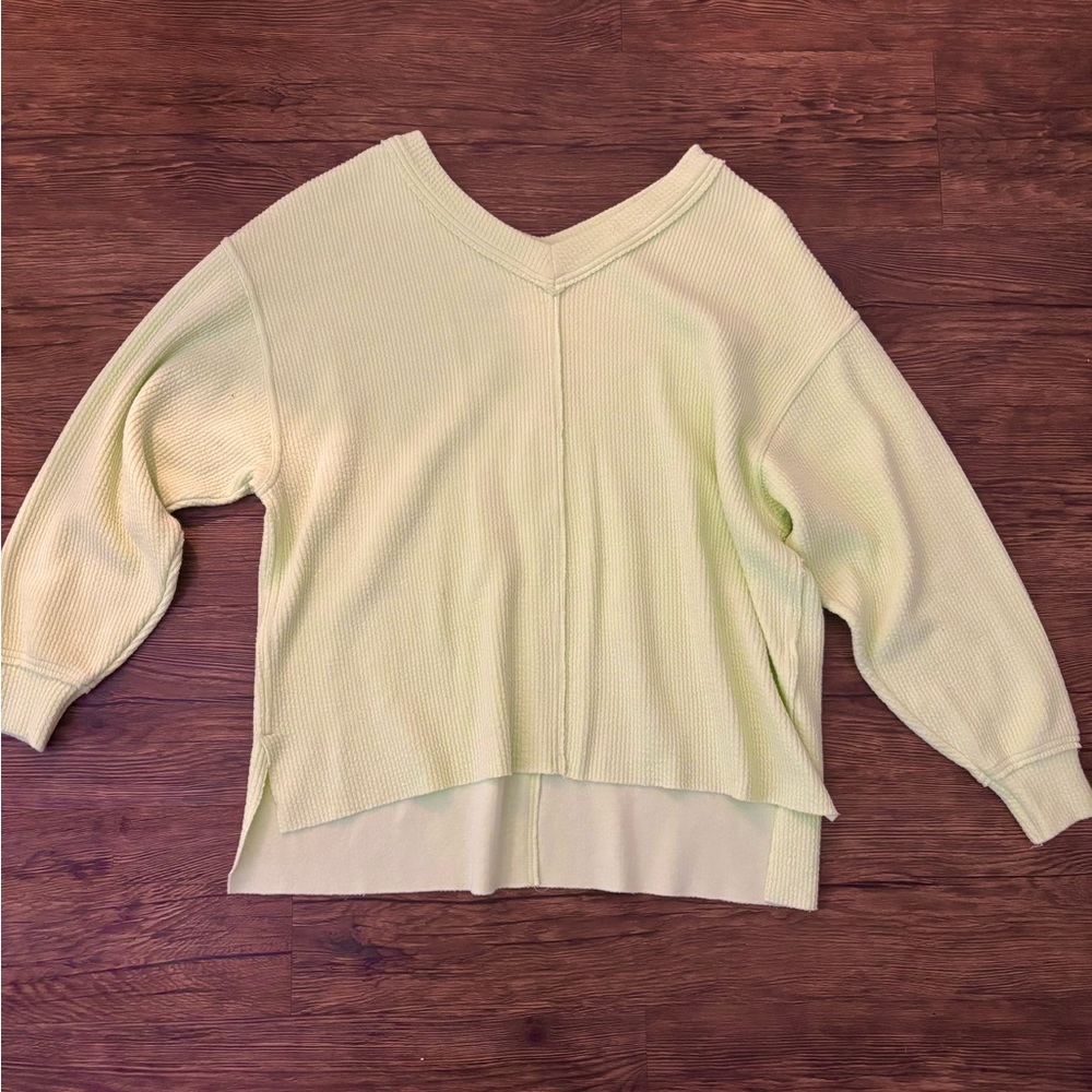 Aerie Light Yellow V-Neck Sweater